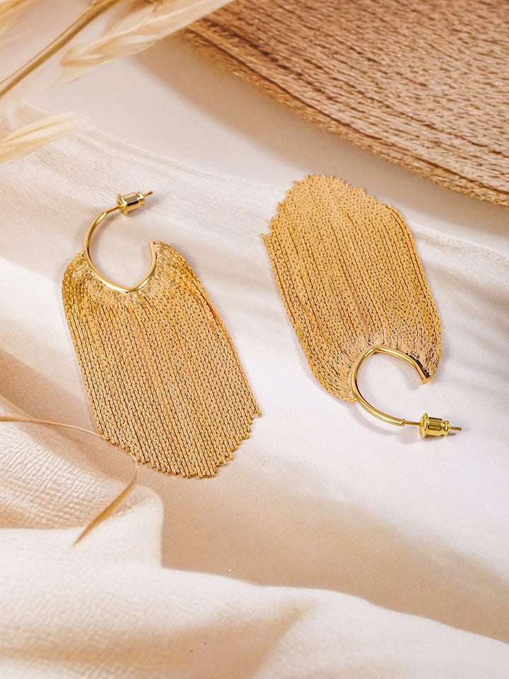 18K Gold Plated Statement Long Multi-Strand Tassel Earrings Drop Earrings