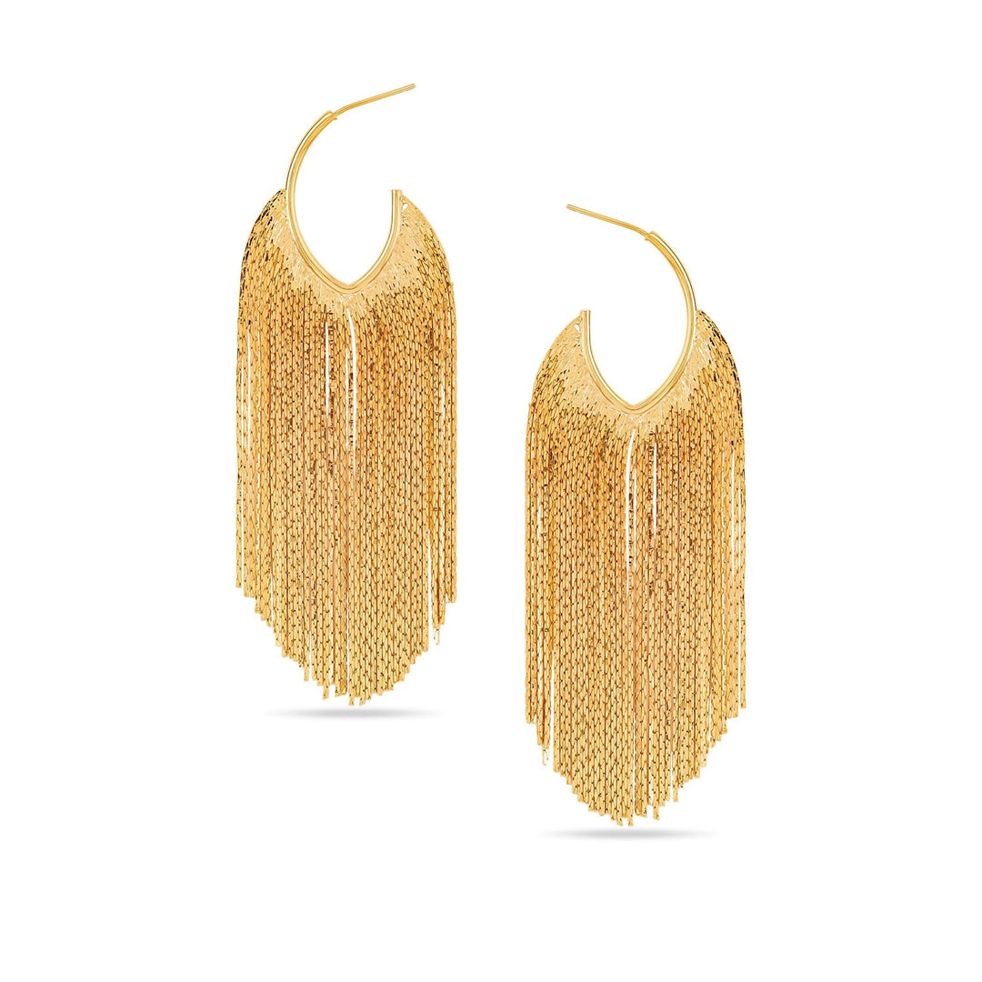 18K Gold Plated Statement Long Multi-Strand Tassel Earrings Drop Earrings