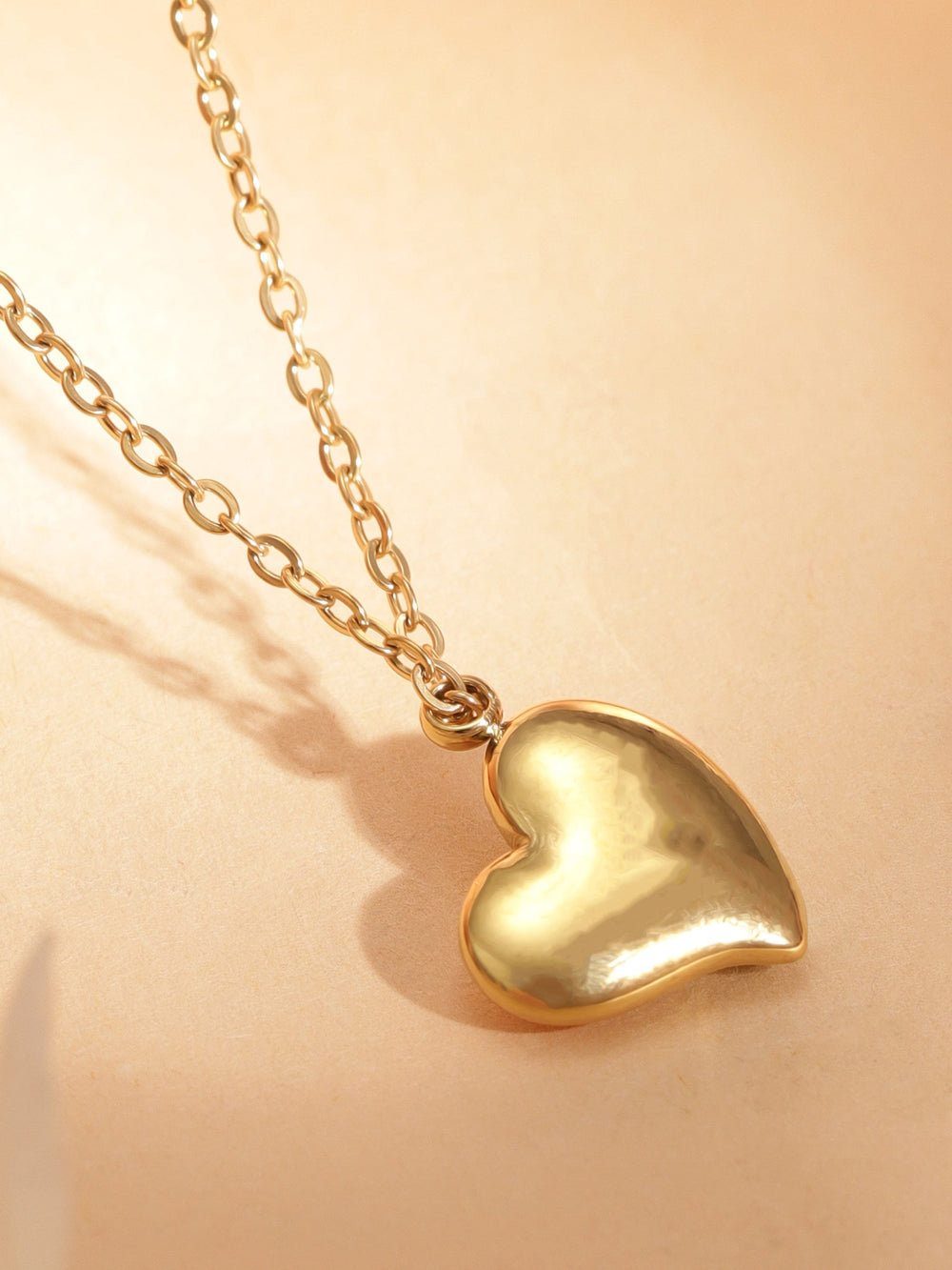 18k gold plated tarnish free water proof Stainless steel with solid heart pendant necklace Necklace