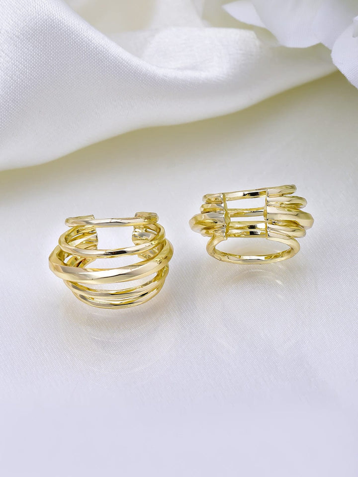 18K Gold-Plated Textured Multi-Band Ear Cuff Earrings Ear Cuff