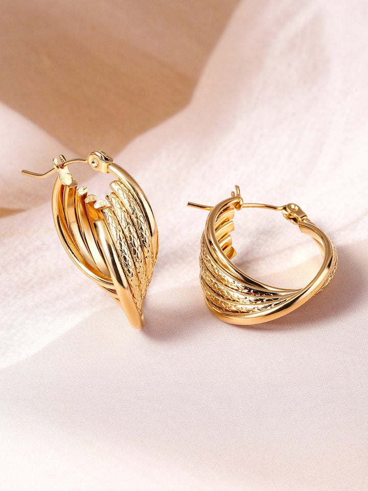 18K Gold Plated Winged Leaf Design Stud Earrings - Elegant Statement Jewelry Stud Earrings