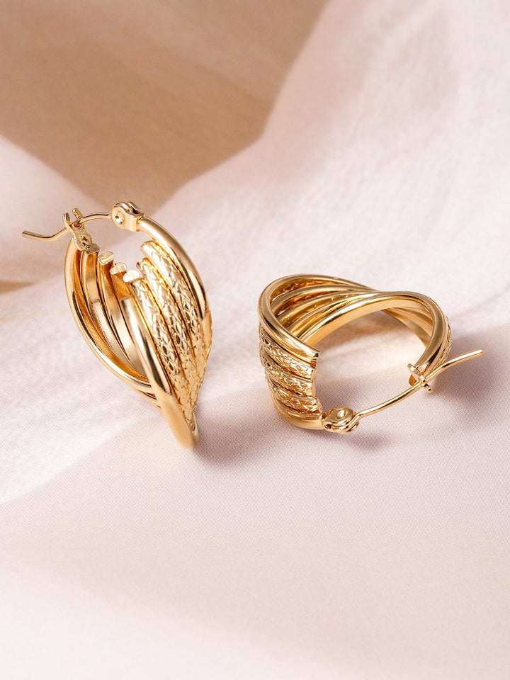 18K Gold Plated Winged Leaf Design Stud Earrings - Elegant Statement Jewelry Stud Earrings