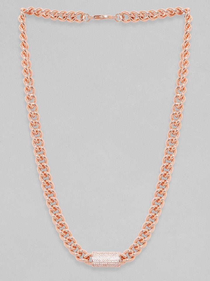 18K Rose Gold Cuban Chain Premium Crystal Studded Necklace Chain & Necklaces