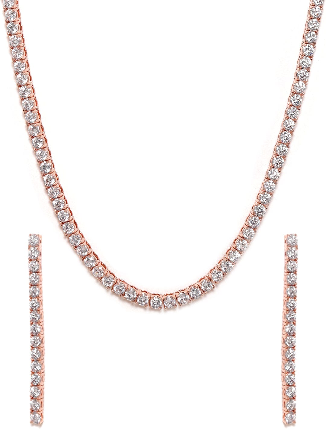 Cubic Zirconia Diamond Necklace Earrings Set, Rose Gold, Silver Bridal  Necklace Earrings Jewelry Statement Necklace Set CZ Necklace Set - Etsy