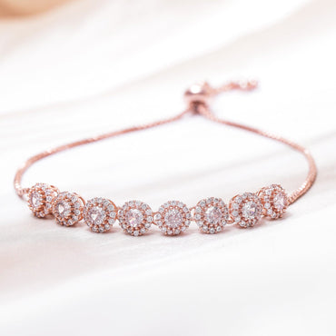 18K Rose Gold Plated Cubic Zicronia Studded Adjustable Bracelet Bracelet