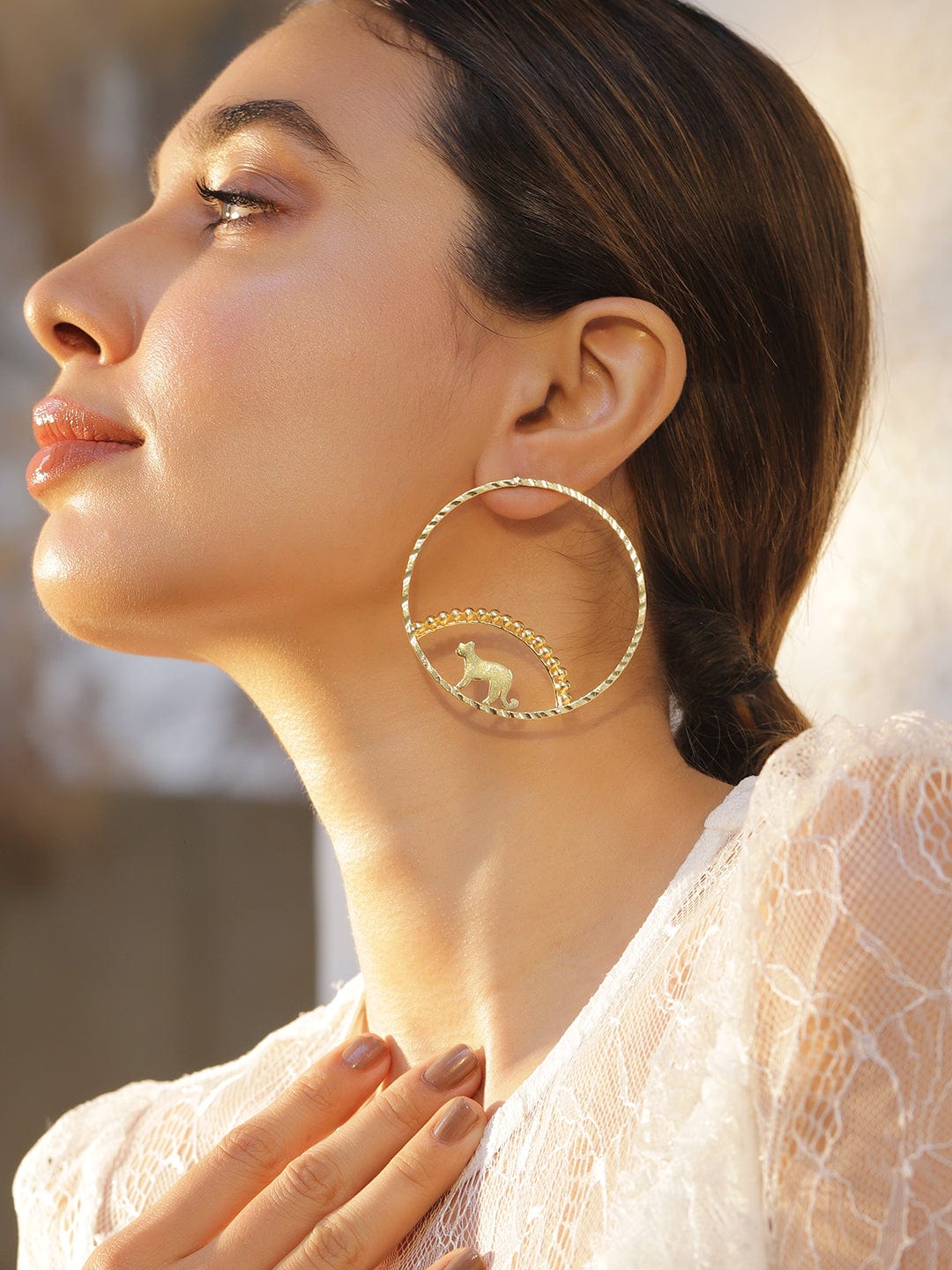 18KT Gold Plated Brass Circular Hoop Earrings Hoop Earrings