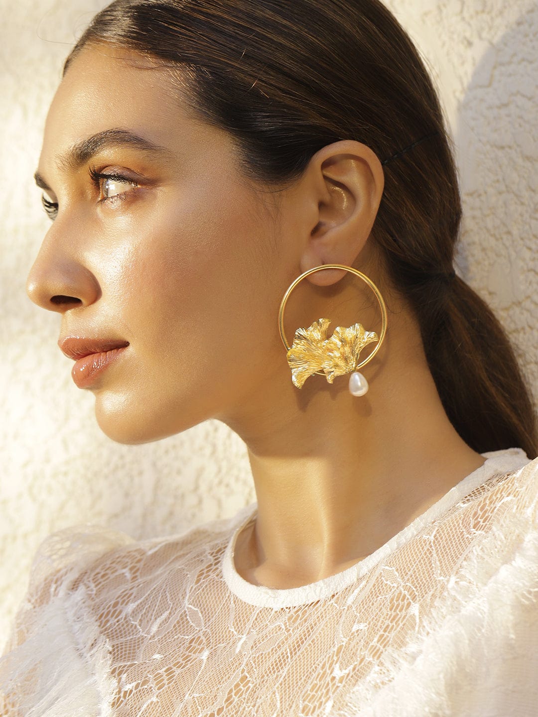 18KT Gold Plated Brass Floral Shaped Drop Earrings – Rubans