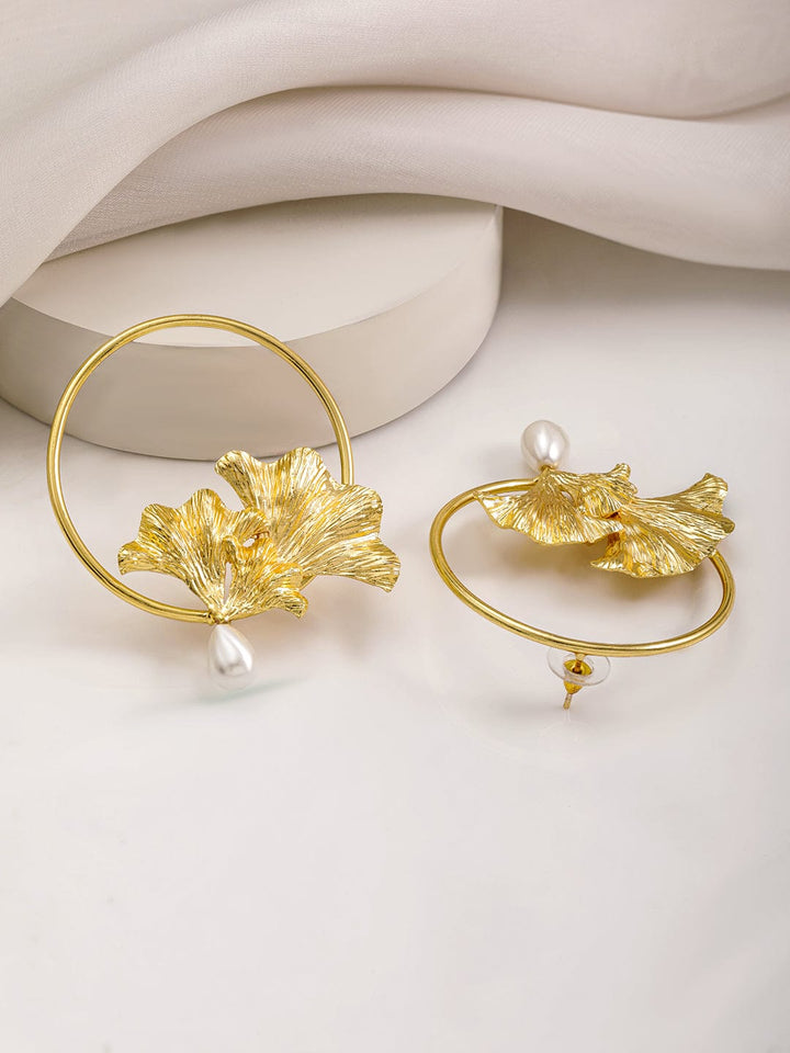 18KT Gold Plated Brass Floral Shaped Drop Earrings Earrings