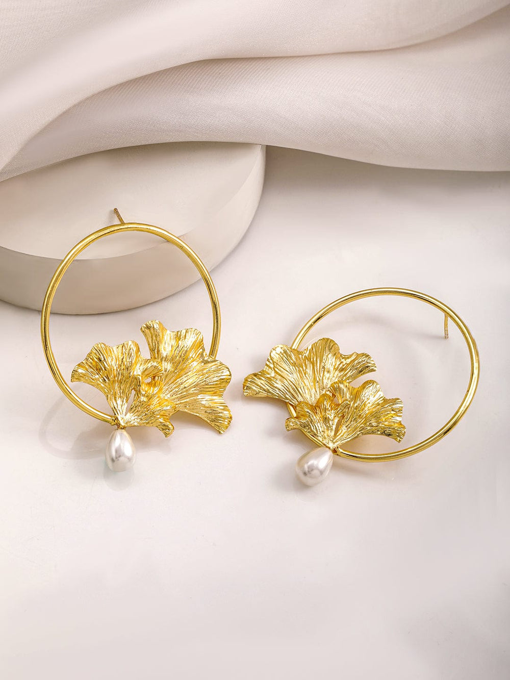 18KT Gold Plated Brass Floral Shaped Drop Earrings Earrings