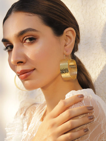 18KT Gold Plated Brass Intricate Hoop Earrings Hoop Earrings