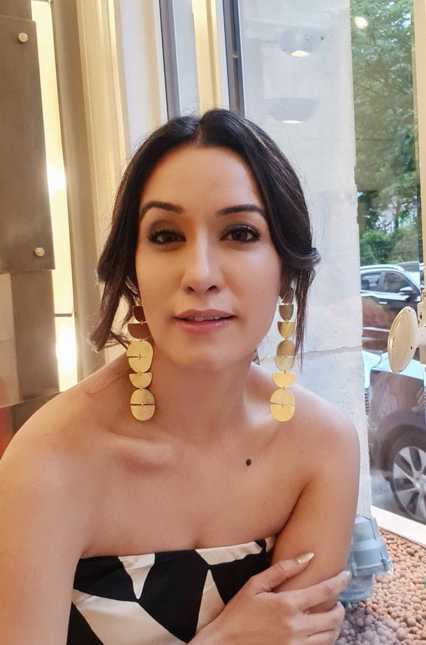 18KT Gold Plated Brass Linked Drop Earrings Earrings