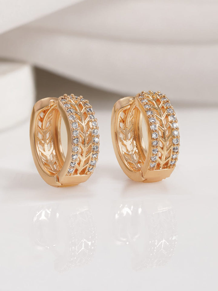 18KT Gold Plated Cubic Zirconia Studded Hoop Earrings Hoop