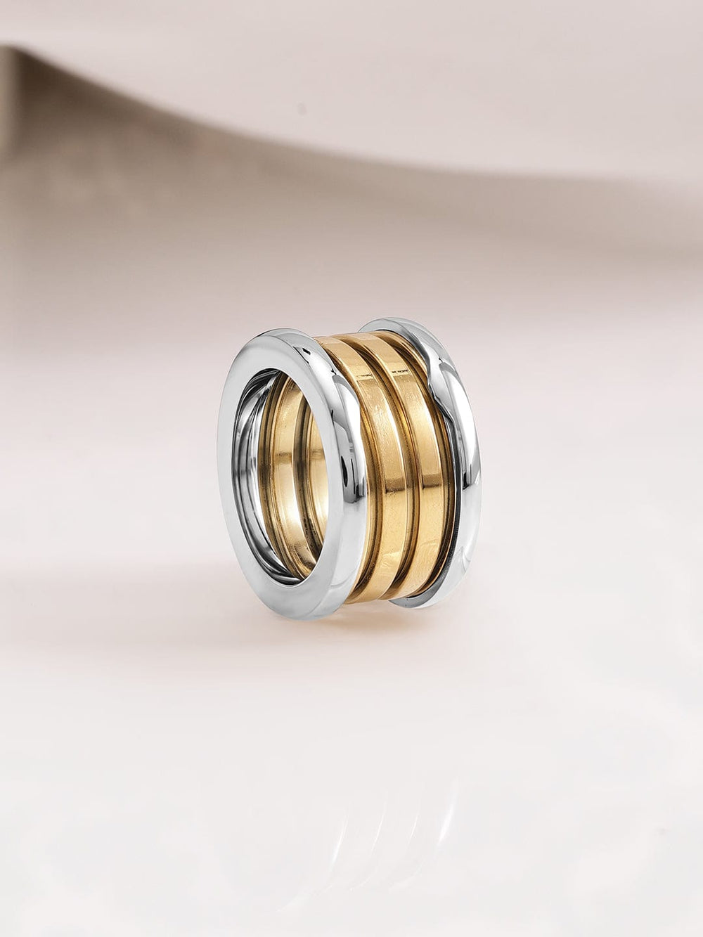 18KT Gold Plated Dual Color Stainles Steel  Tarnish Free Waterproof Demi-Fine Finger Ring Ring