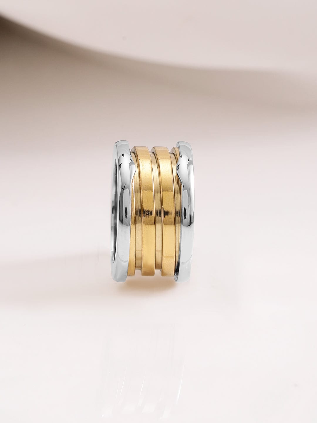 18KT Gold Plated Dual Color Stainles Steel  Tarnish Free Waterproof Demi-Fine Finger Ring Ring