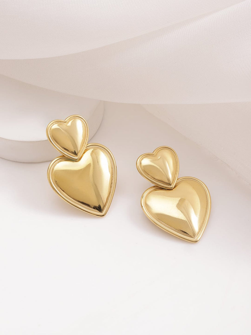 18KT Gold Plated Stainles Steel  Tarnish Free Waterproof Demi-Fine Drop Heart Earrings Drop