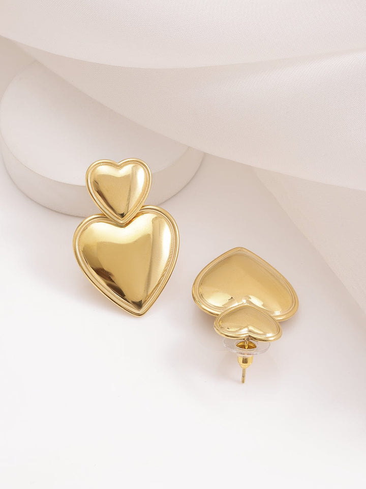 18KT Gold Plated Stainles Steel  Tarnish Free Waterproof Demi-Fine Drop Heart Earrings Drop