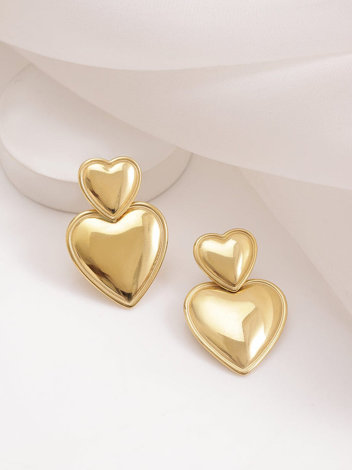 18KT Gold Plated Stainles Steel  Tarnish Free Waterproof Demi-Fine Drop Heart Earrings Drop