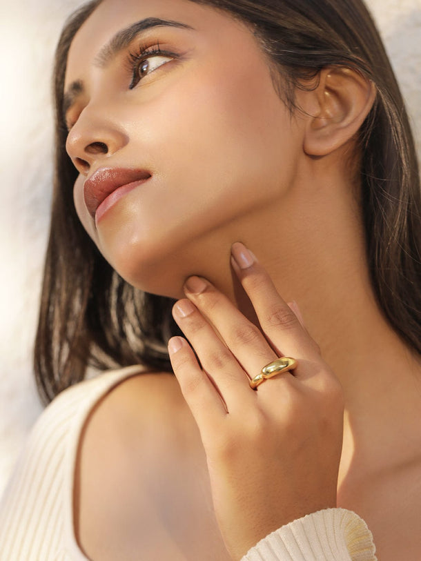 18KT Gold Plated Stainles Steel  Tarnish Free Waterproof Demi-Fine Finger Ring Rings