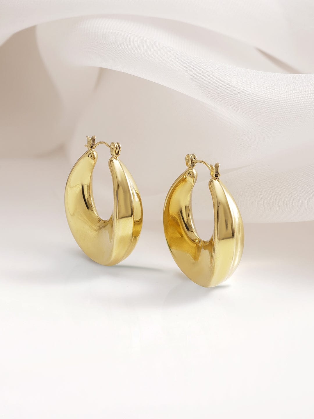 18KT Gold Plated Stainles Steel  Tarnish Free Waterproof Demi-Fine Hoop  Earrings Hoop