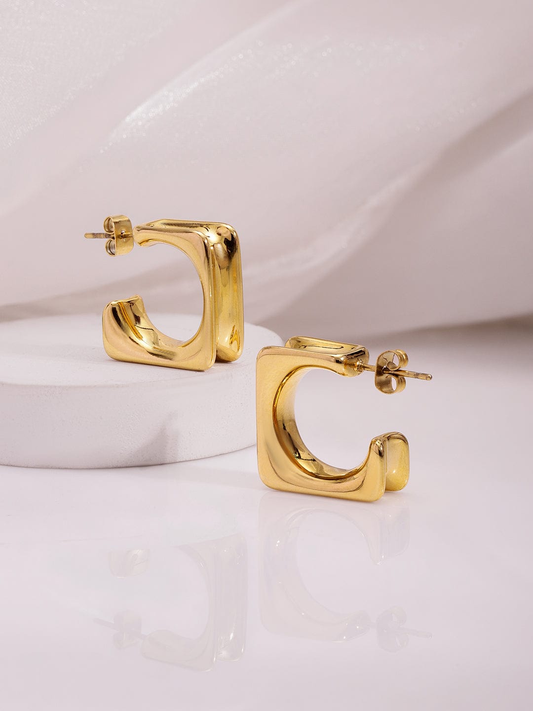 18KT Gold Plated Stainles Steel  Tarnish Free Waterproof Demi-Fine Hoop Earrings Hoop