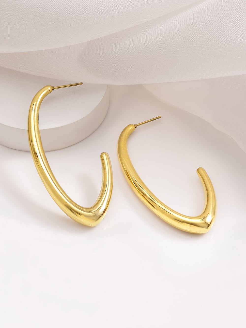 18KT Gold Plated Stainles Steel  Tarnish Free Waterproof Demi-Fine Hoop  Earrings RV30EH404882 Hoop