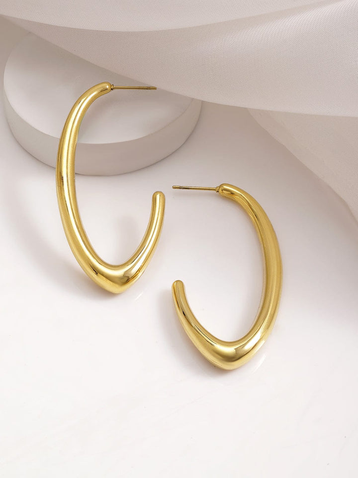 18KT Gold Plated Stainles Steel  Tarnish Free Waterproof Demi-Fine Hoop  Earrings RV30EH404882 Hoop