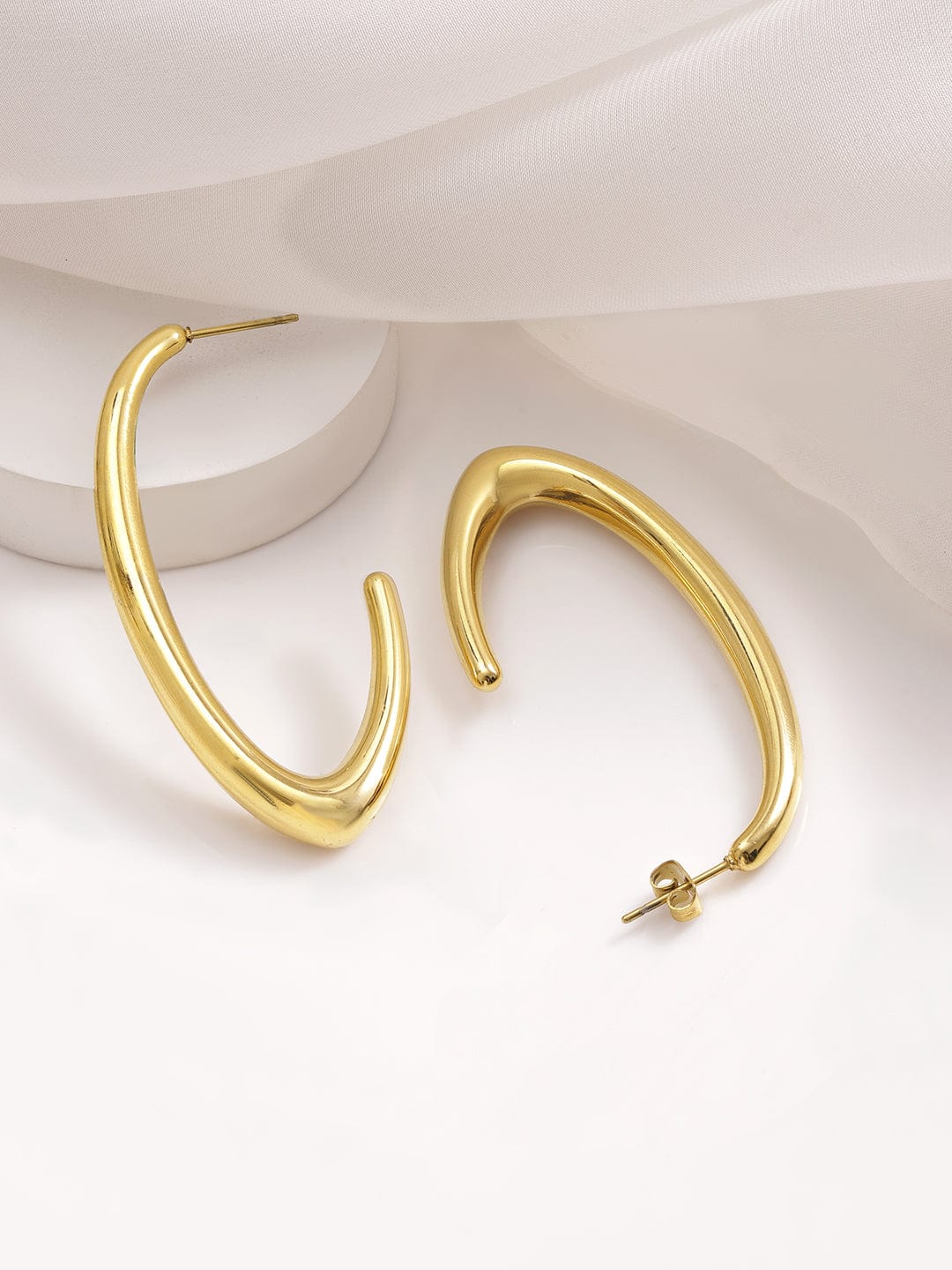 18KT Gold Plated Stainles Steel  Tarnish Free Waterproof Demi-Fine Hoop  Earrings RV30EH404882 Hoop