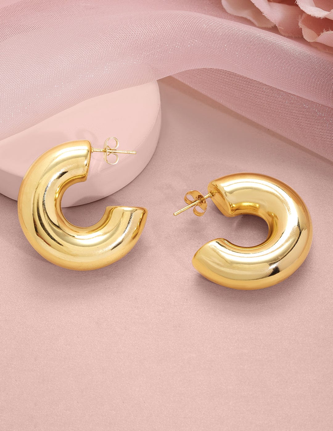 18KT Gold Plated Stainless Steel Tarnish-Free Waterproof Bold Hoop Earrings Earrings