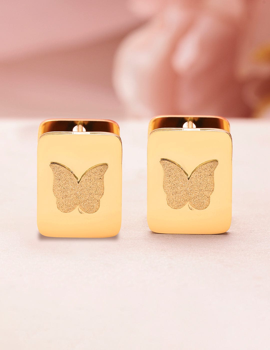 18KT Gold Plated Stainless Steel Tarnish-Free Waterproof Butterfly Stud Earrings Earrings