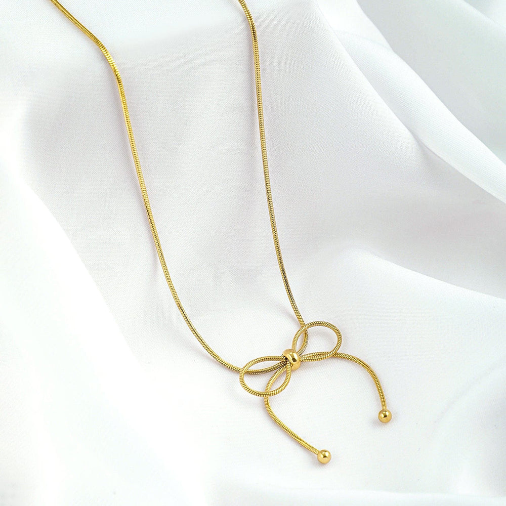 18KT Gold Plated Stainless Steel Tarnish-Free Waterproof Demi-Fine Bowknot Necklace Necklace & chain