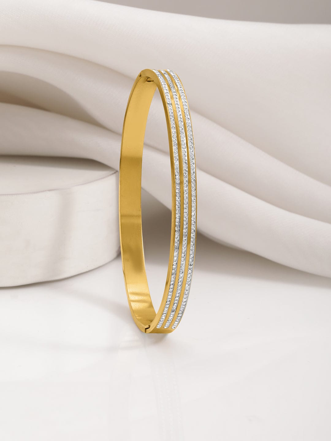 18KT Gold Plated Stainless Steel  Tarnish Free Waterproof Demi-Fine CZ Studded Bracelet Bracelet