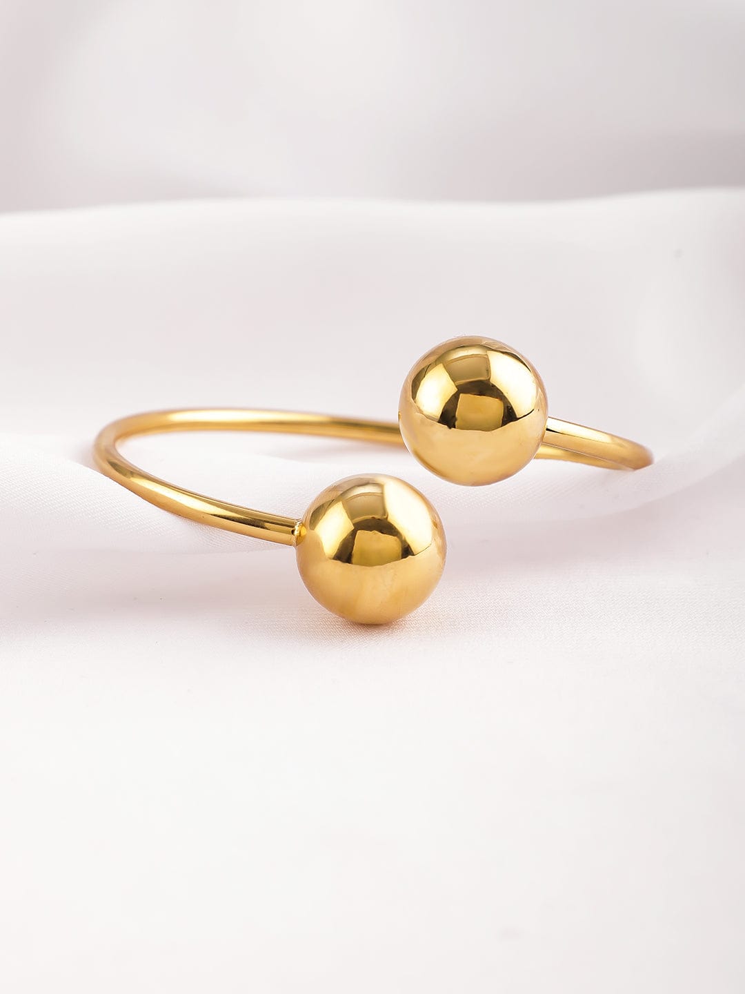 18KT Gold Plated Stainless Steel Tarnish-Free Waterproof Double Ball Cuff Bracelet Bracelet