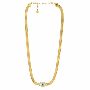 18KT Gold Plated Stainless Steel Tarnish-Free Waterproof Evil Eye Charm Necklace Necklace and Chains