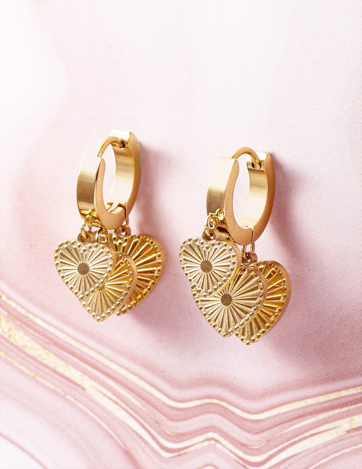 18KT Gold Plated Stainless Steel Tarnish-Free Waterproof Heart Design Hoop Earrings Hoop Earrings