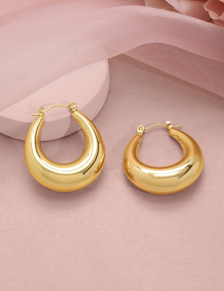 18KT Gold Plated Stainless Steel Tarnish-Free Waterproof Modern Hoop Earrings Earrings