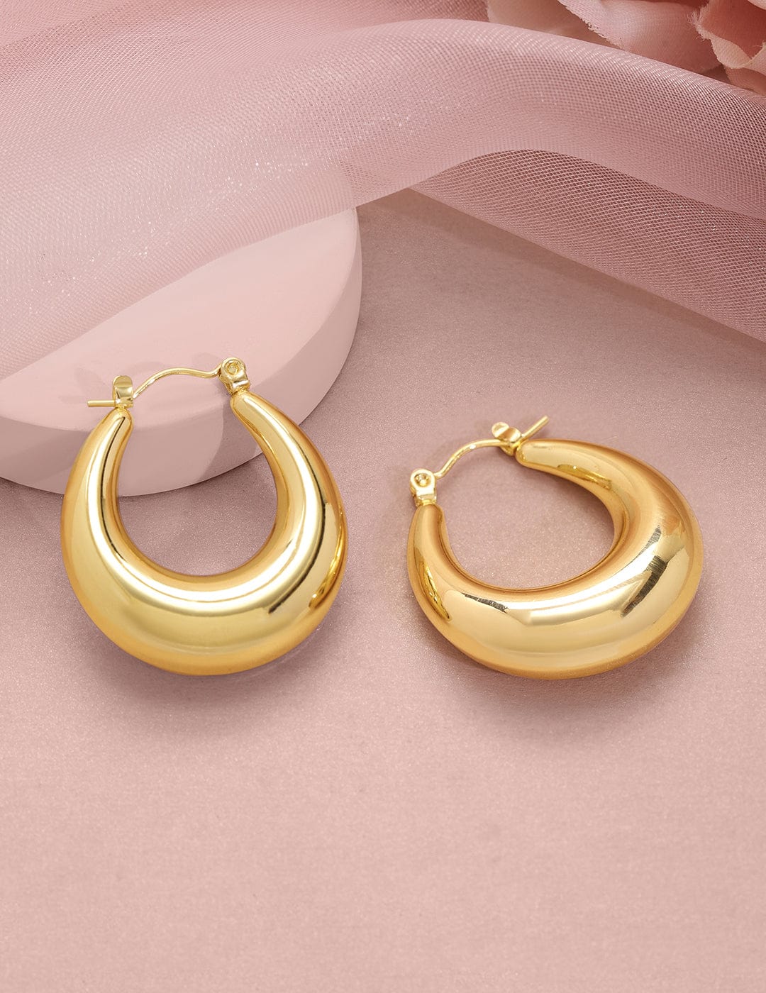 18KT Gold Plated Stainless Steel Tarnish-Free Waterproof Modern Hoop Earrings Earrings