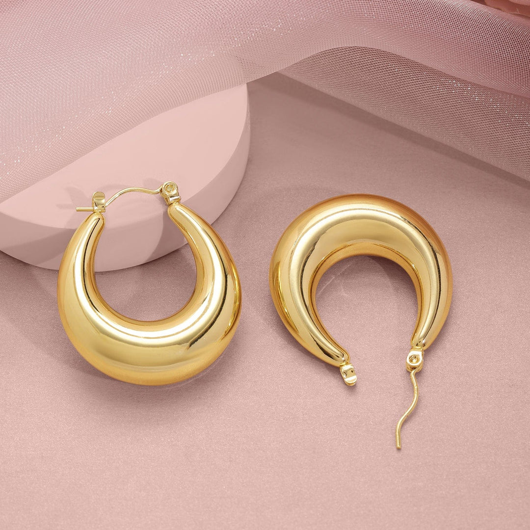 18KT Gold Plated Stainless Steel Tarnish-Free Waterproof Modern Hoop Earrings Earrings