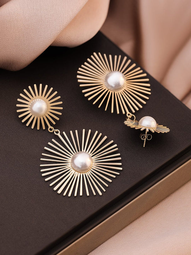 18KT Gold Plated Stainless Steel Tarnish-Free Waterproof Pearl Drop Earrings Earrings