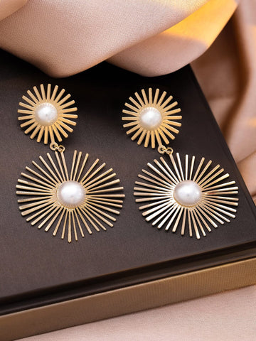 18KT Gold Plated Stainless Steel Tarnish-Free Waterproof Pearl Drop Earrings Earrings