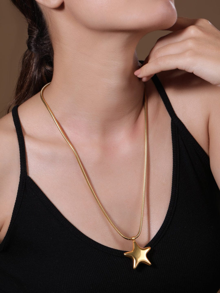 18KT Gold Plated Stainless Steel Tarnish-Free Waterproof Star Pendant – Rubans