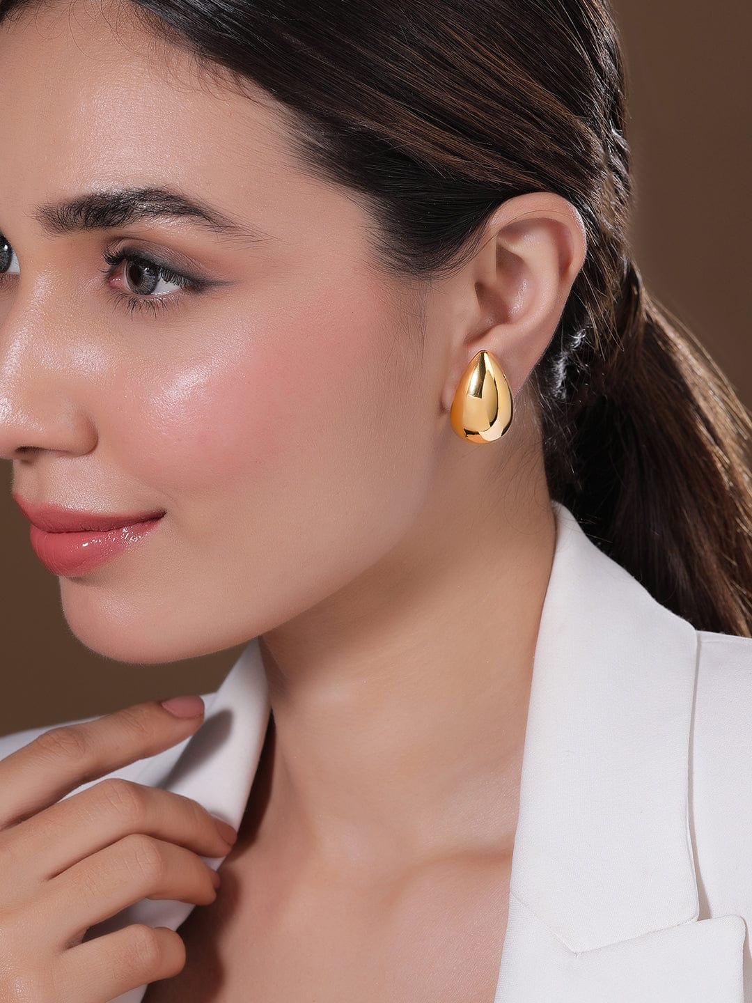 18KT Gold Plated Stainless Steel Tarnish-Free Waterproof Teardrop Stud Earrings Earrings