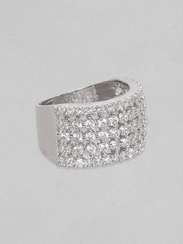 Pave American Diamond Zirconia Statement Ring