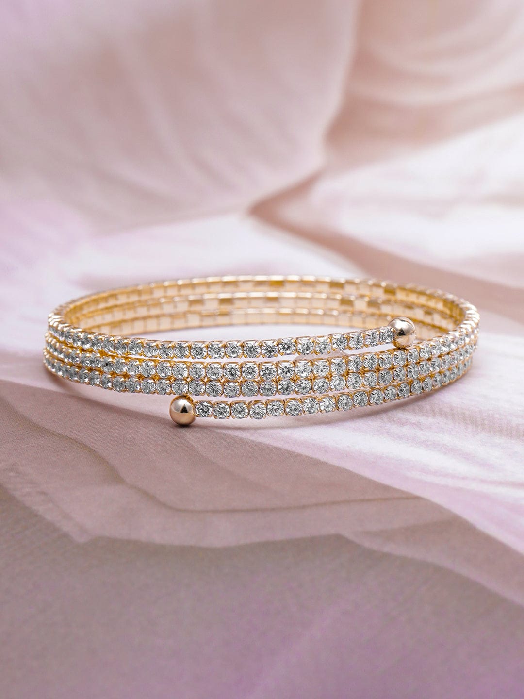 22K Gold Plated AD & Cubic Zirconia Studded Bracelet Bracelet