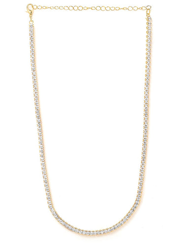 22k Gold Plated AD & Cubic Zirconia Studded Elegant Tennis Necklace Necklace & Chains