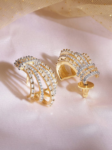 22K Gold plated Baguette Crystal Zirconia Exquisite Demi - Fine Earrings Earrings
