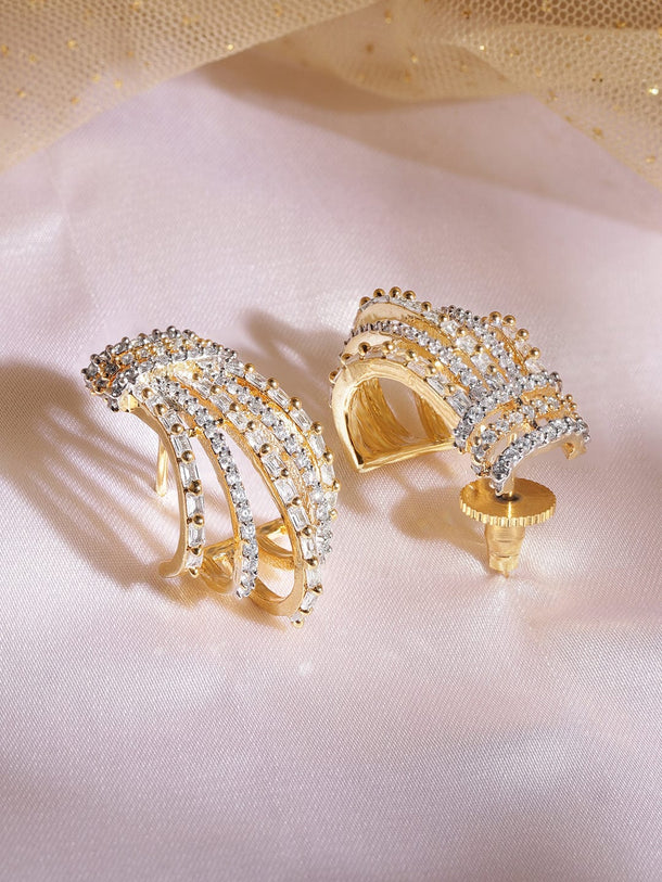 22K Gold plated Baguette Crystal Zirconia Exquisite Demi - Fine Earrings Earrings