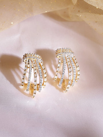 22K Gold plated Baguette Crystal Zirconia Exquisite Demi - Fine Earrings Earrings