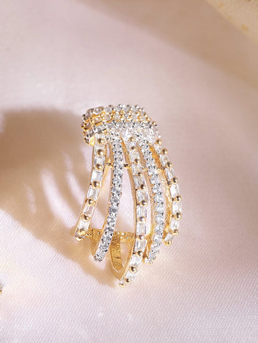 22K Gold plated Baguette Crystal Zirconia Exquisite Demi - Fine Earrings Earrings