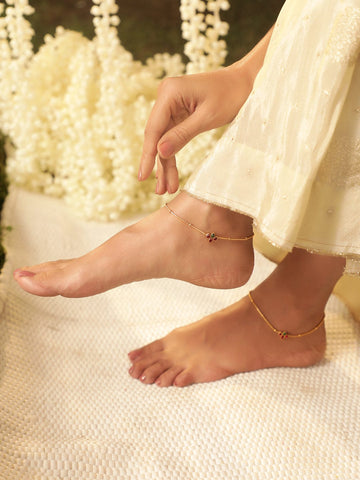 22K Gold plated beaded Sleek anklets Accessories 