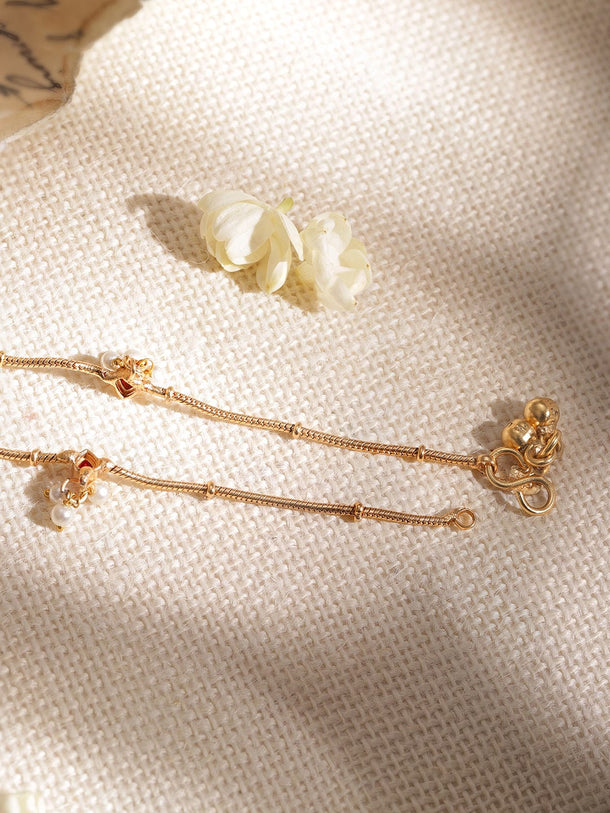 22K Gold plated beaded Sleek anklets Accessories 